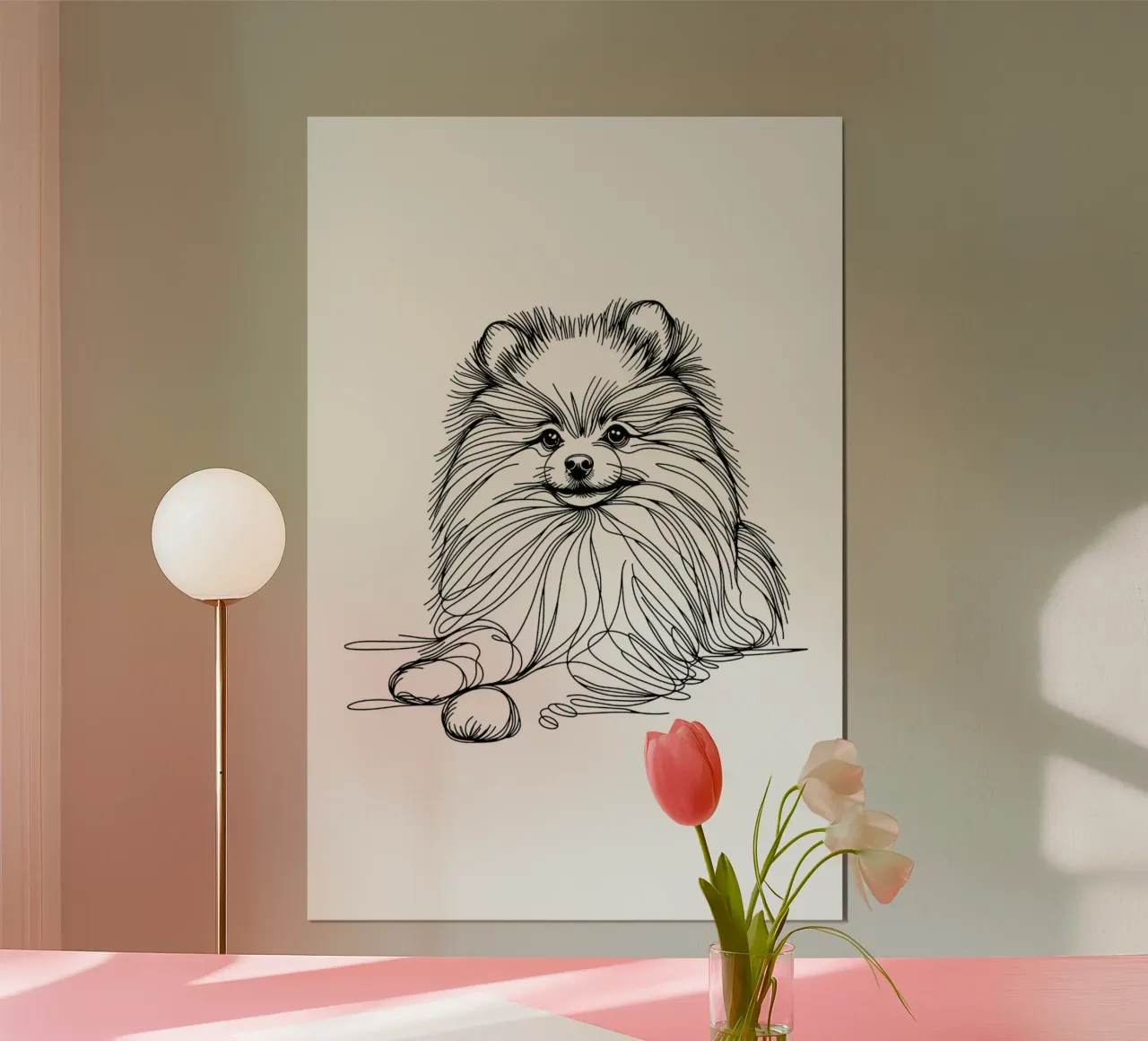 Chien de Poméranie Dessin au trait poster de WijdevenDesign