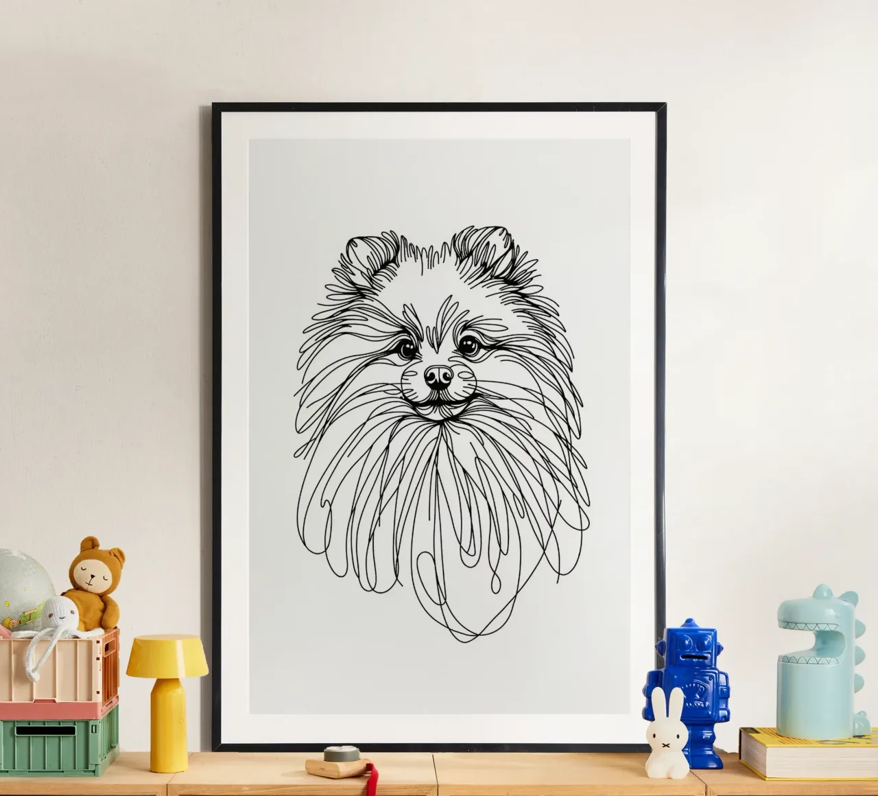 Chien de Poméranie Dessin au trait poster de WijdevenDesign