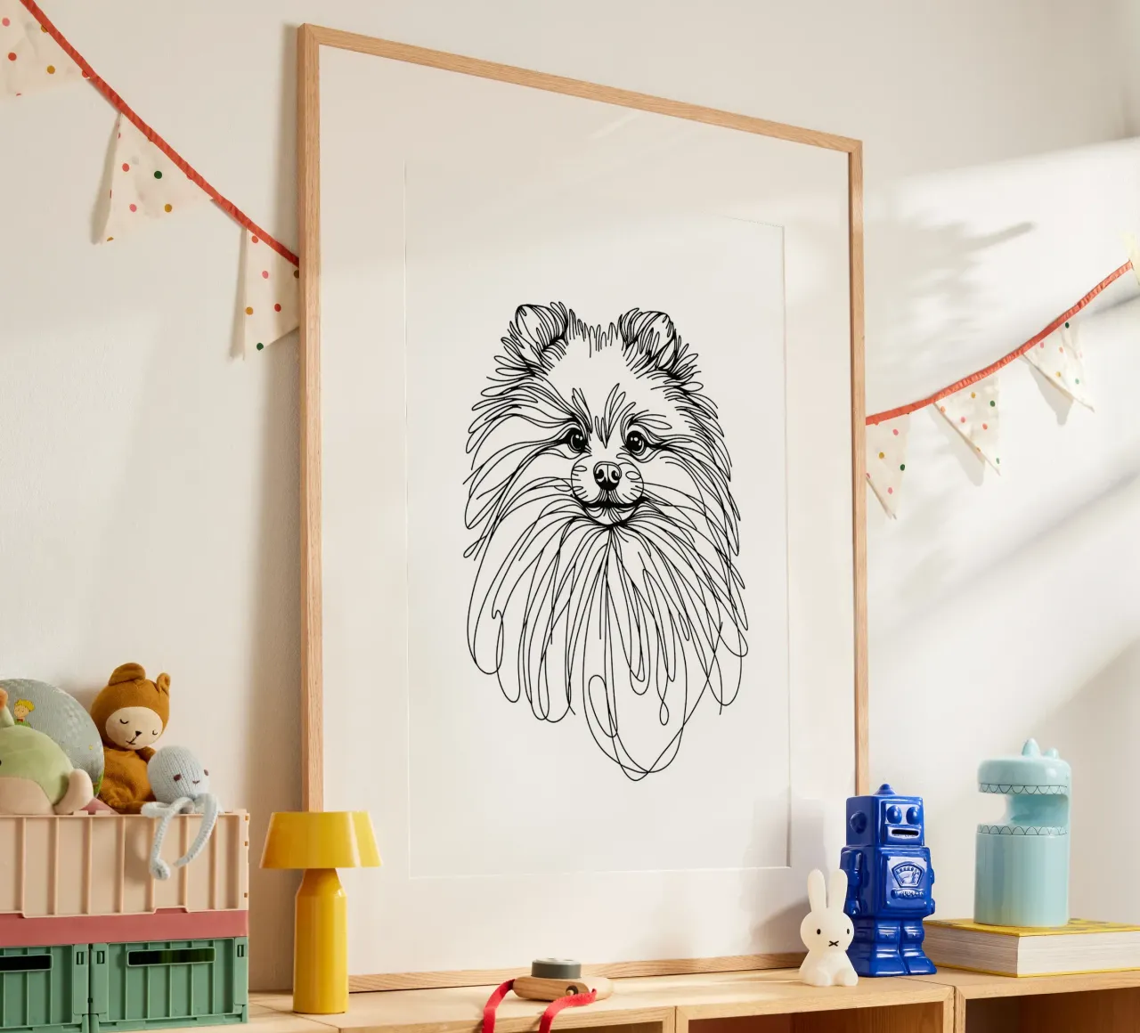 Chien de Poméranie Dessin au trait poster de WijdevenDesign
