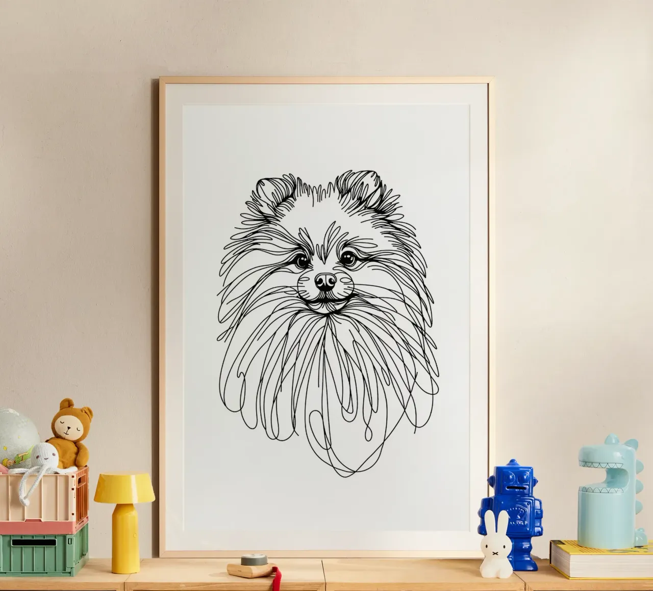 Chien de Poméranie Dessin au trait poster de WijdevenDesign