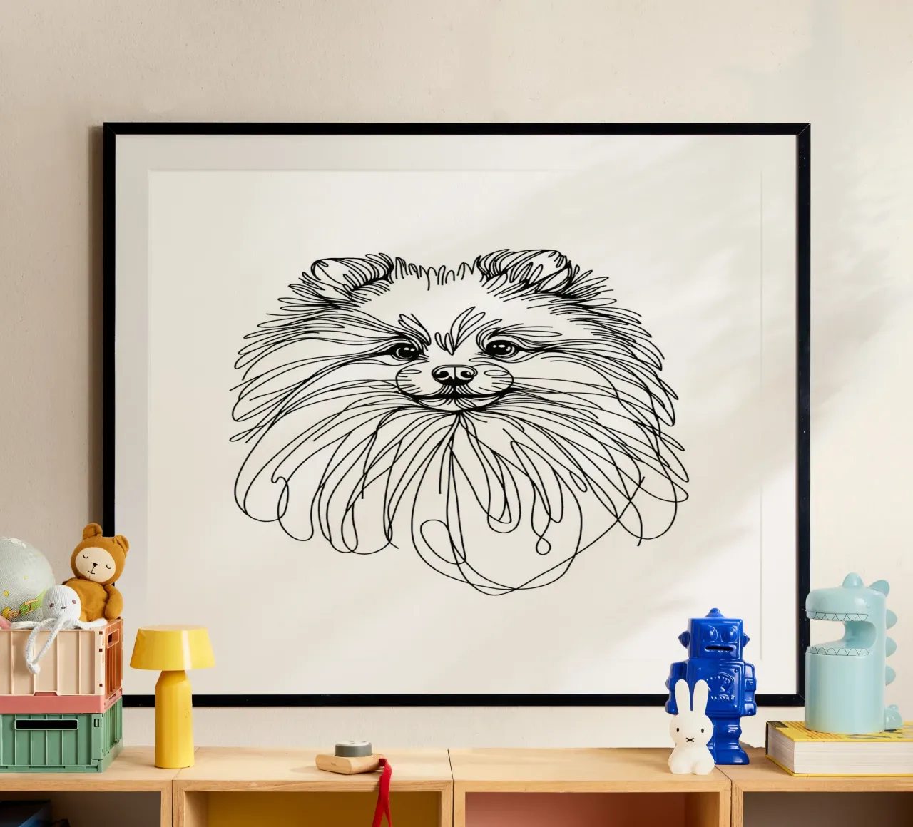 Chien de Poméranie Dessin au trait poster de WijdevenDesign