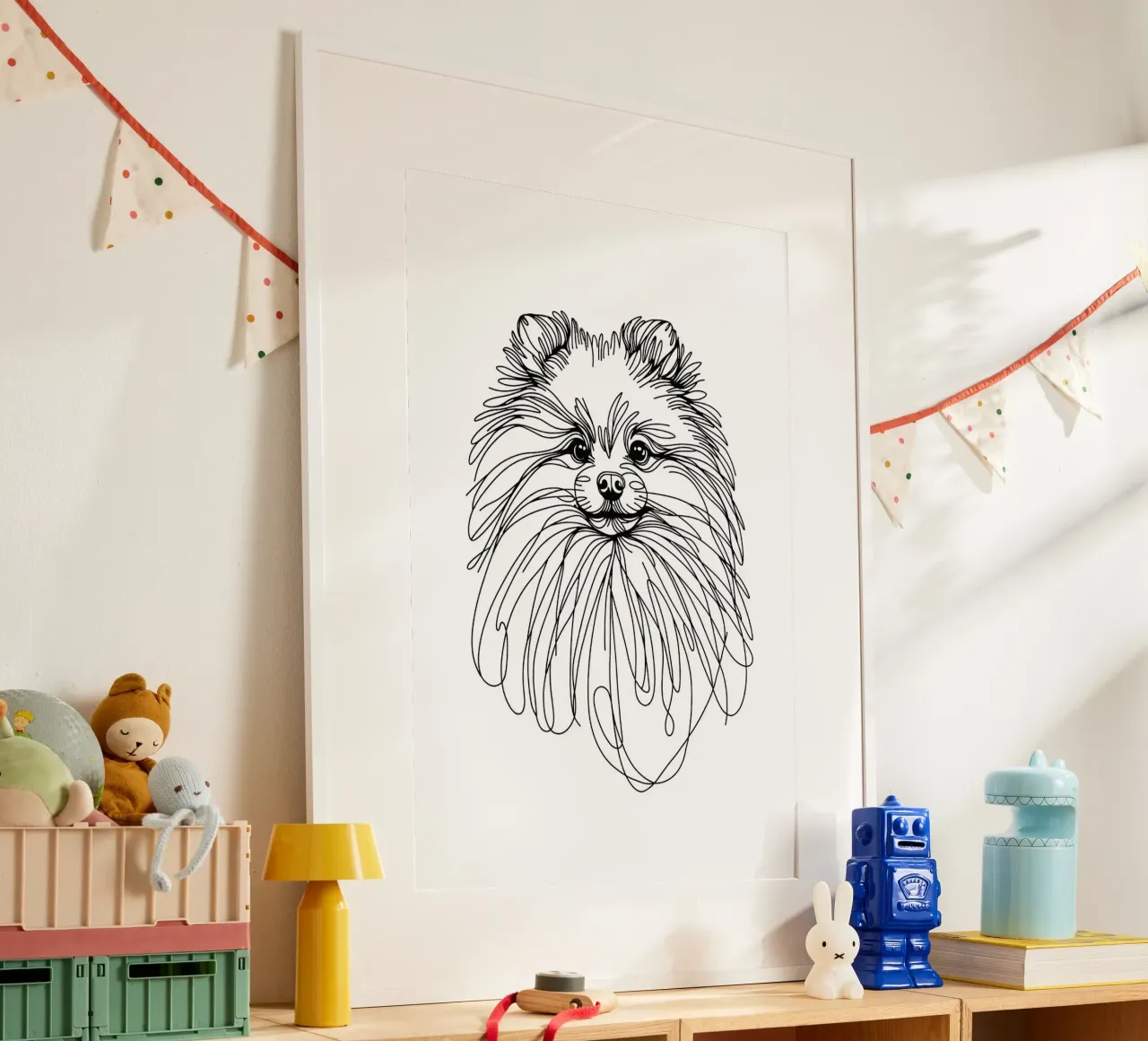 Chien de Poméranie Dessin au trait poster de WijdevenDesign