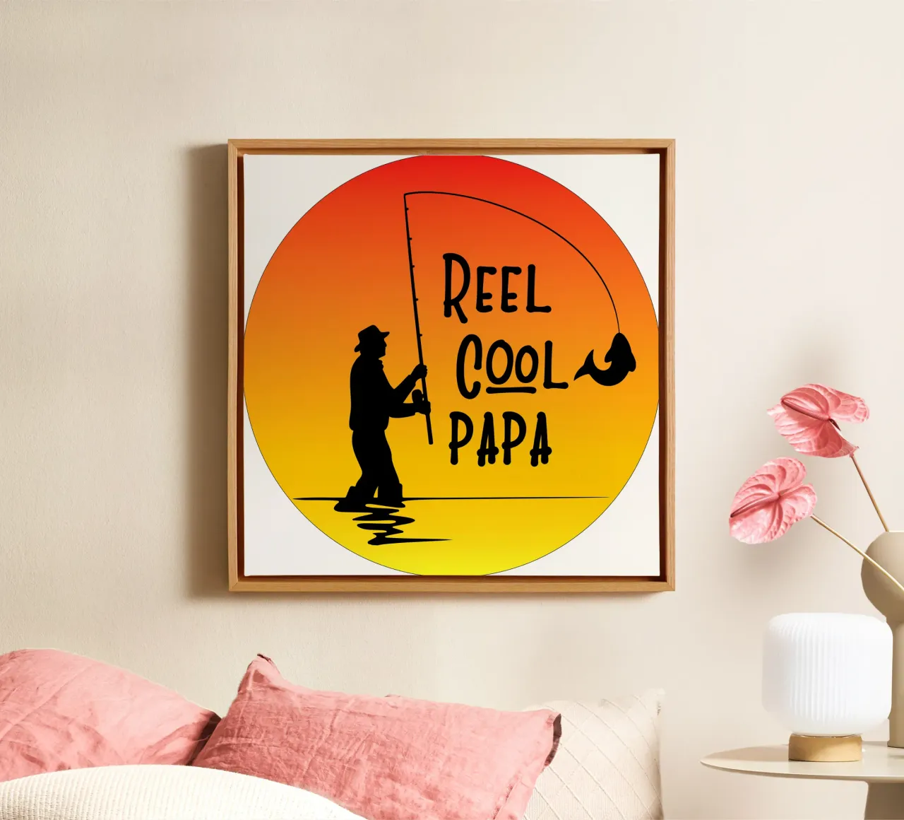 Reel cool papa retro design tela con Cornice a cassetta da vickeyroads