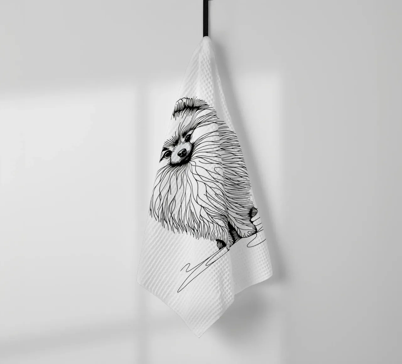 Chien de Poméranie Dessin au trait torchon de WijdevenDesign