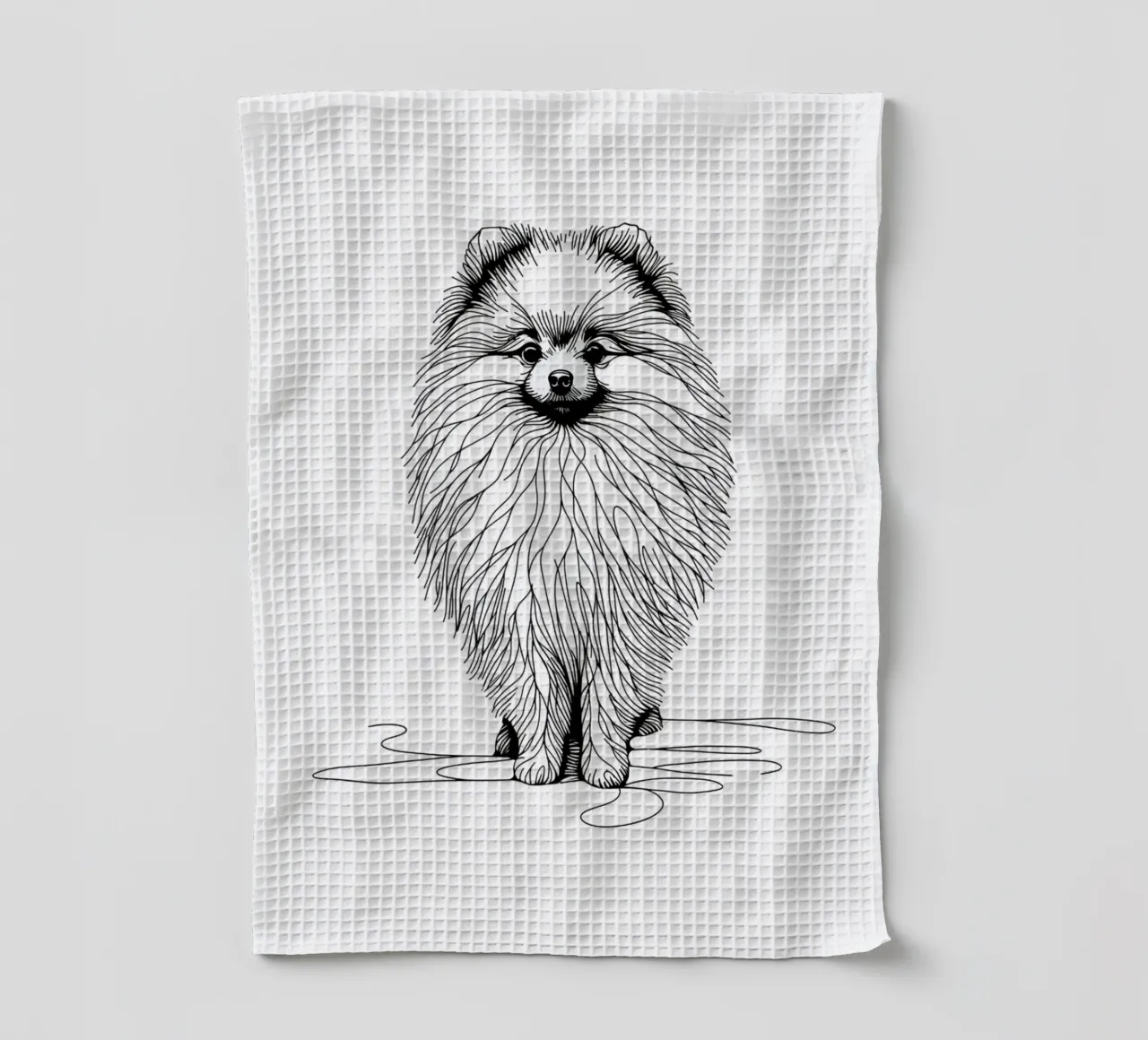 Chien de Poméranie Dessin au trait torchon de WijdevenDesign