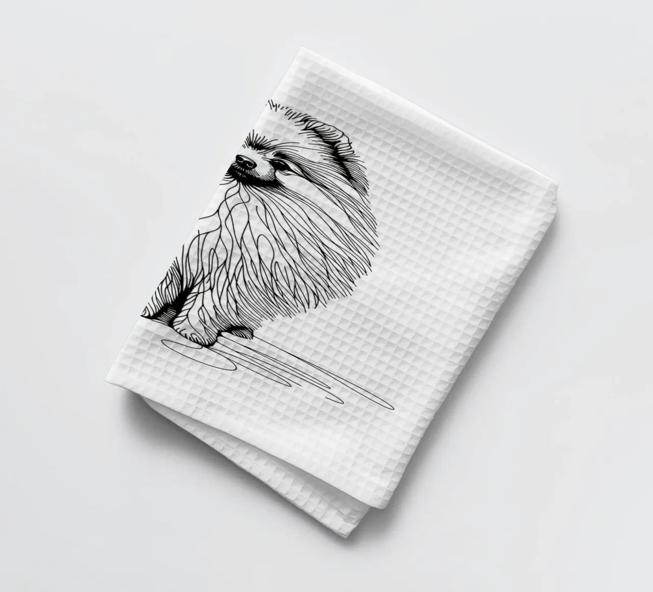 Chien de Poméranie Dessin au trait torchon de WijdevenDesign