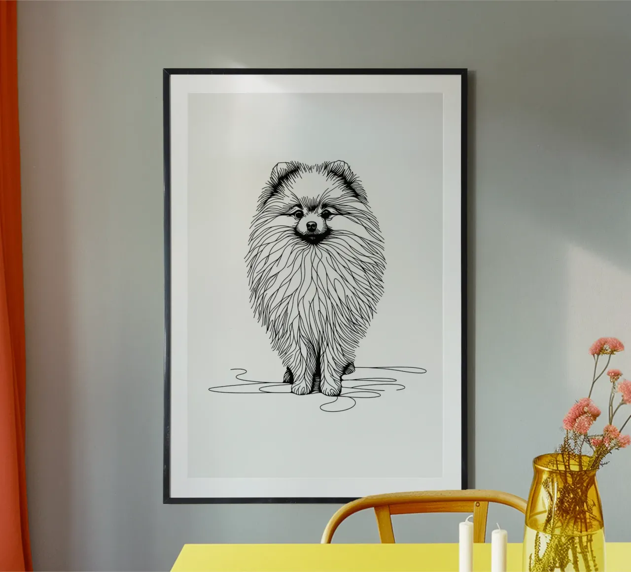 Chien de Poméranie Dessin au trait poster de WijdevenDesign