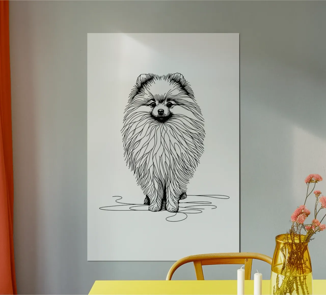 Chien de Poméranie Dessin au trait poster de WijdevenDesign