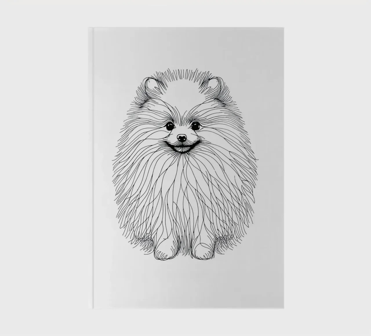 Chien de Poméranie Dessin au trait carnet de notes de WijdevenDesign