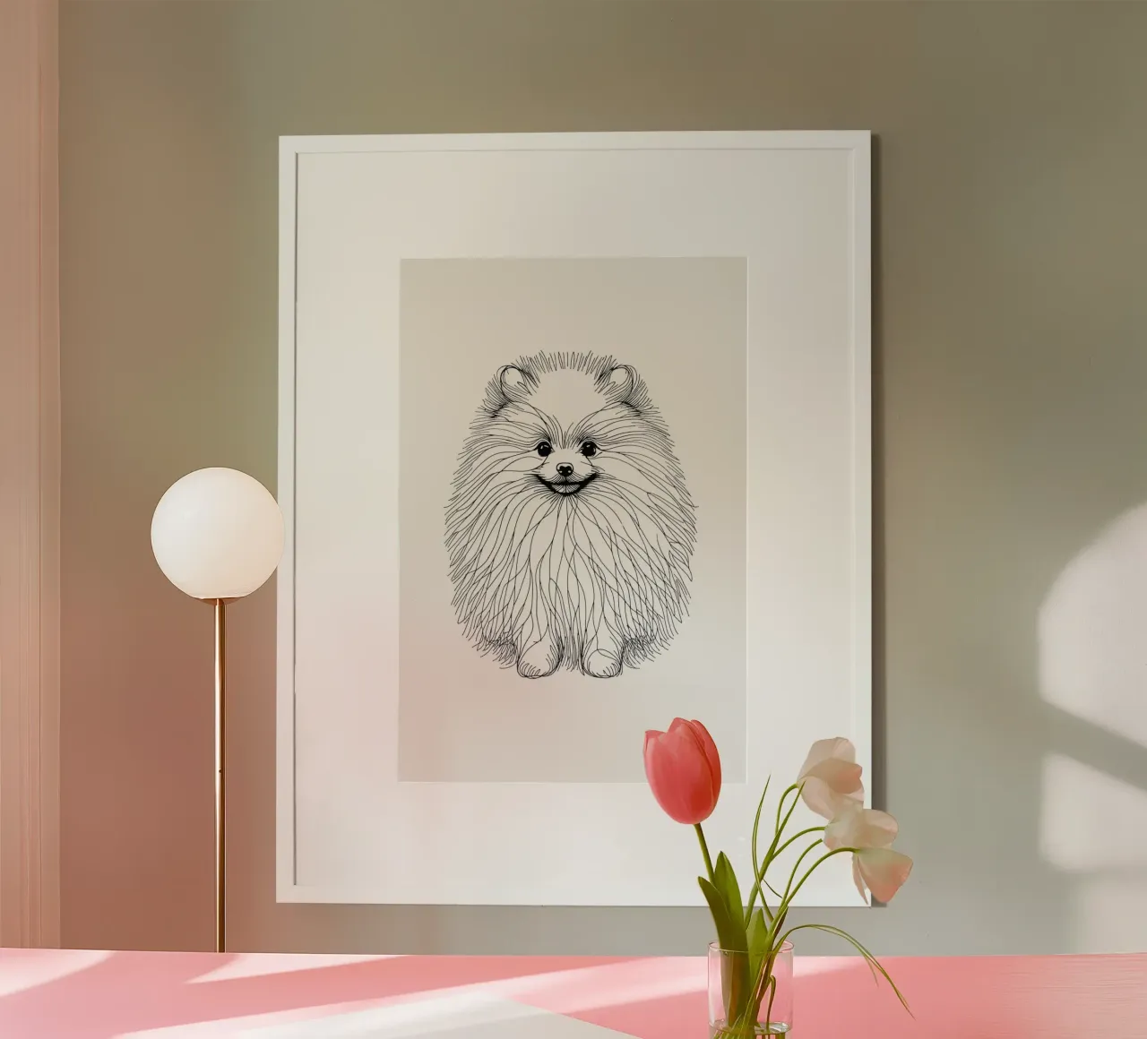 Chien de Poméranie Dessin au trait poster de WijdevenDesign
