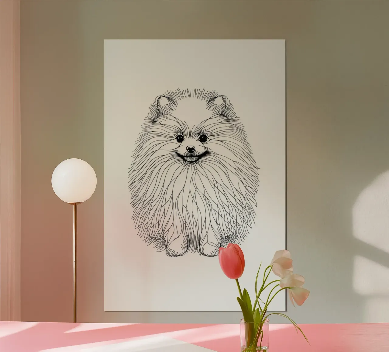 Chien de Poméranie Dessin au trait poster de WijdevenDesign
