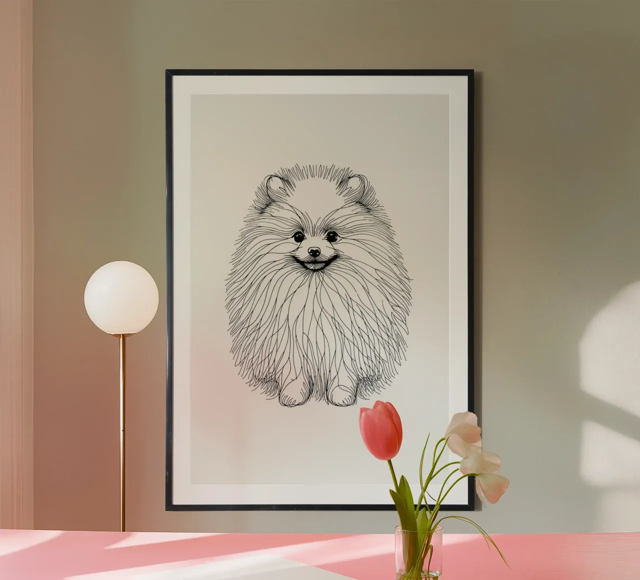 Chien de Poméranie Dessin au trait poster de WijdevenDesign