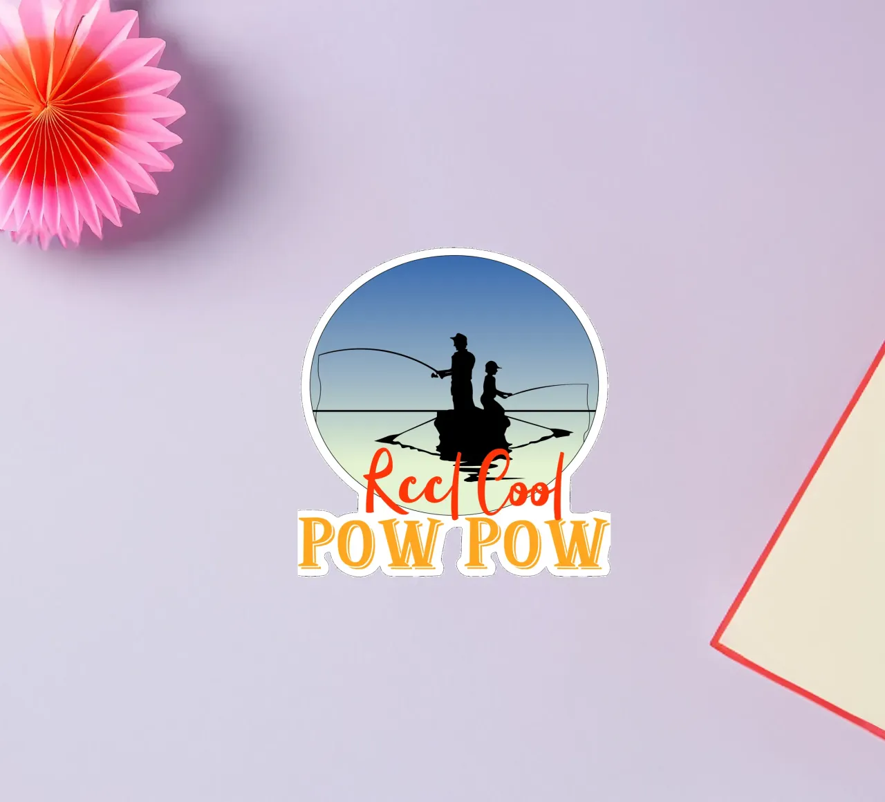 Design retrò Reel cool pow pow adesivo da vickeyroads