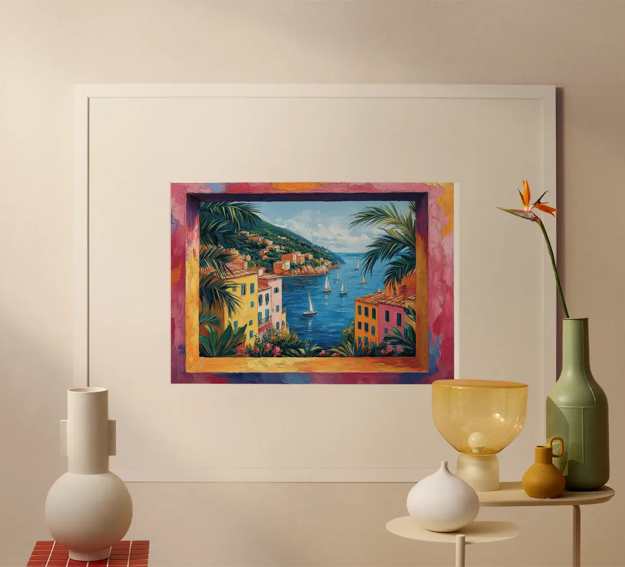 La bellezza nella brezza poster con telaio in legno da Nikis Art Studio