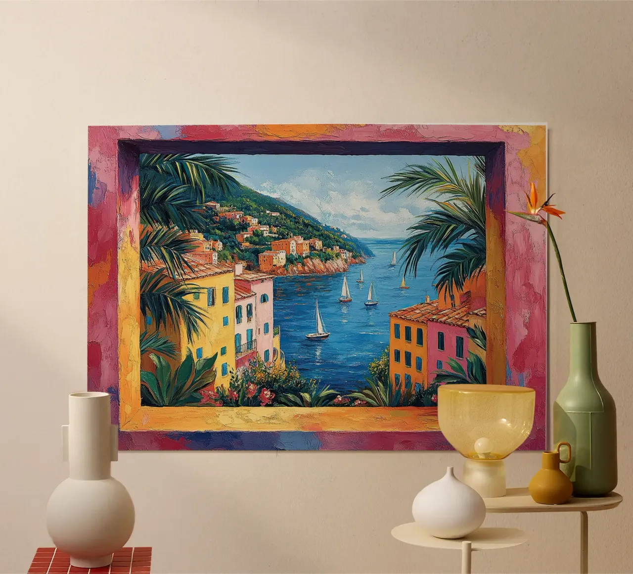 La bellezza nella brezza poster con telaio in legno da Nikis Art Studio