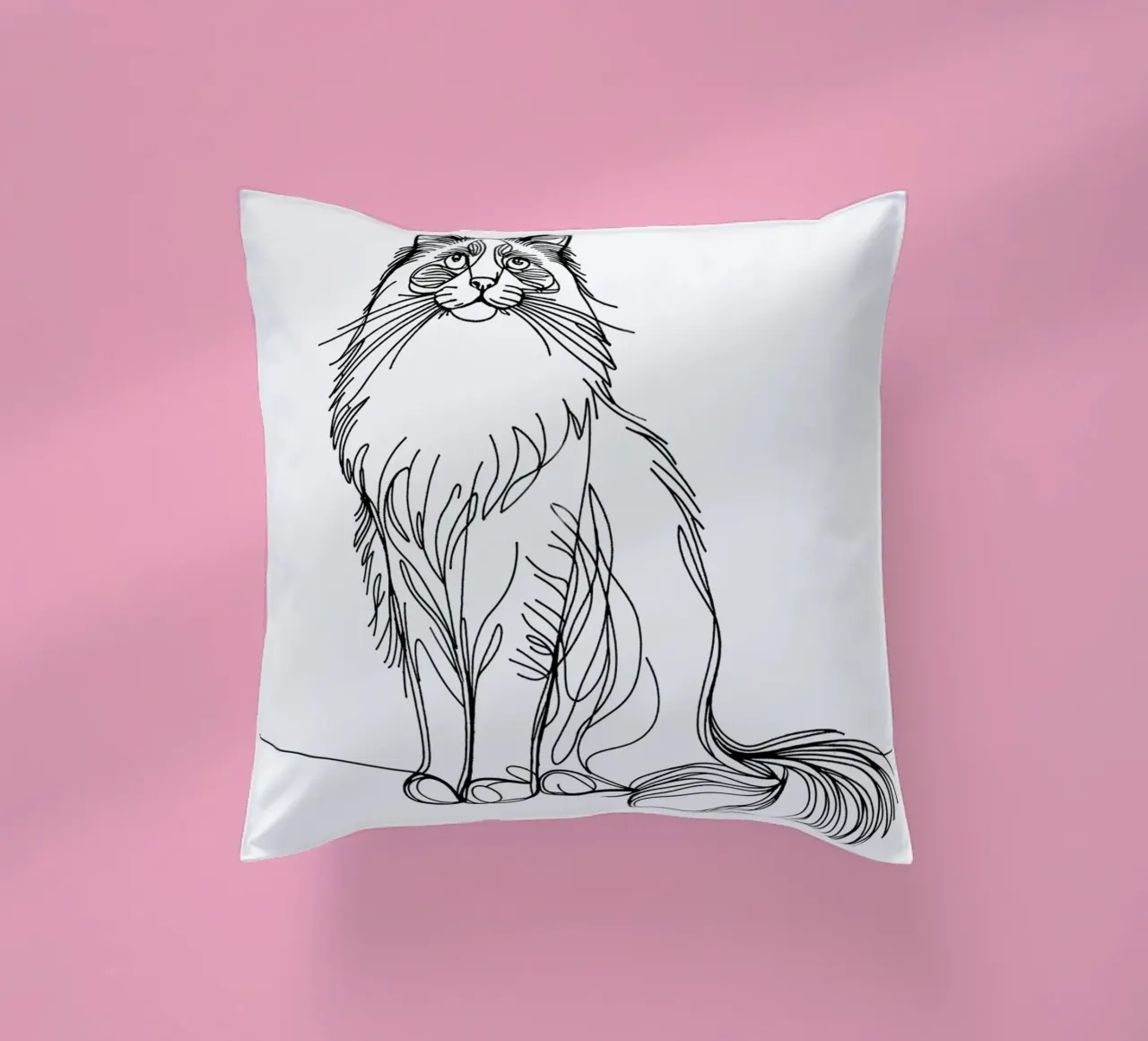 Ragdoll Cat Line Art Drawing decorative cushion by WijdevenDesign