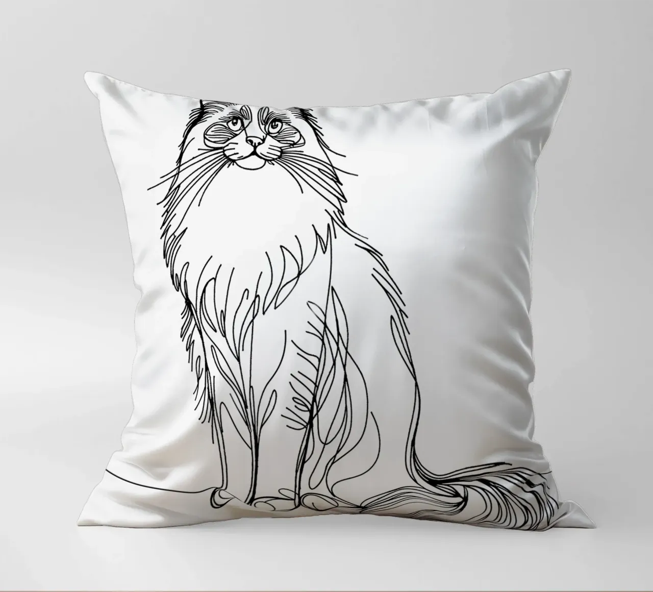 Ragdoll Cat Line Art Drawing decorative cushion by WijdevenDesign