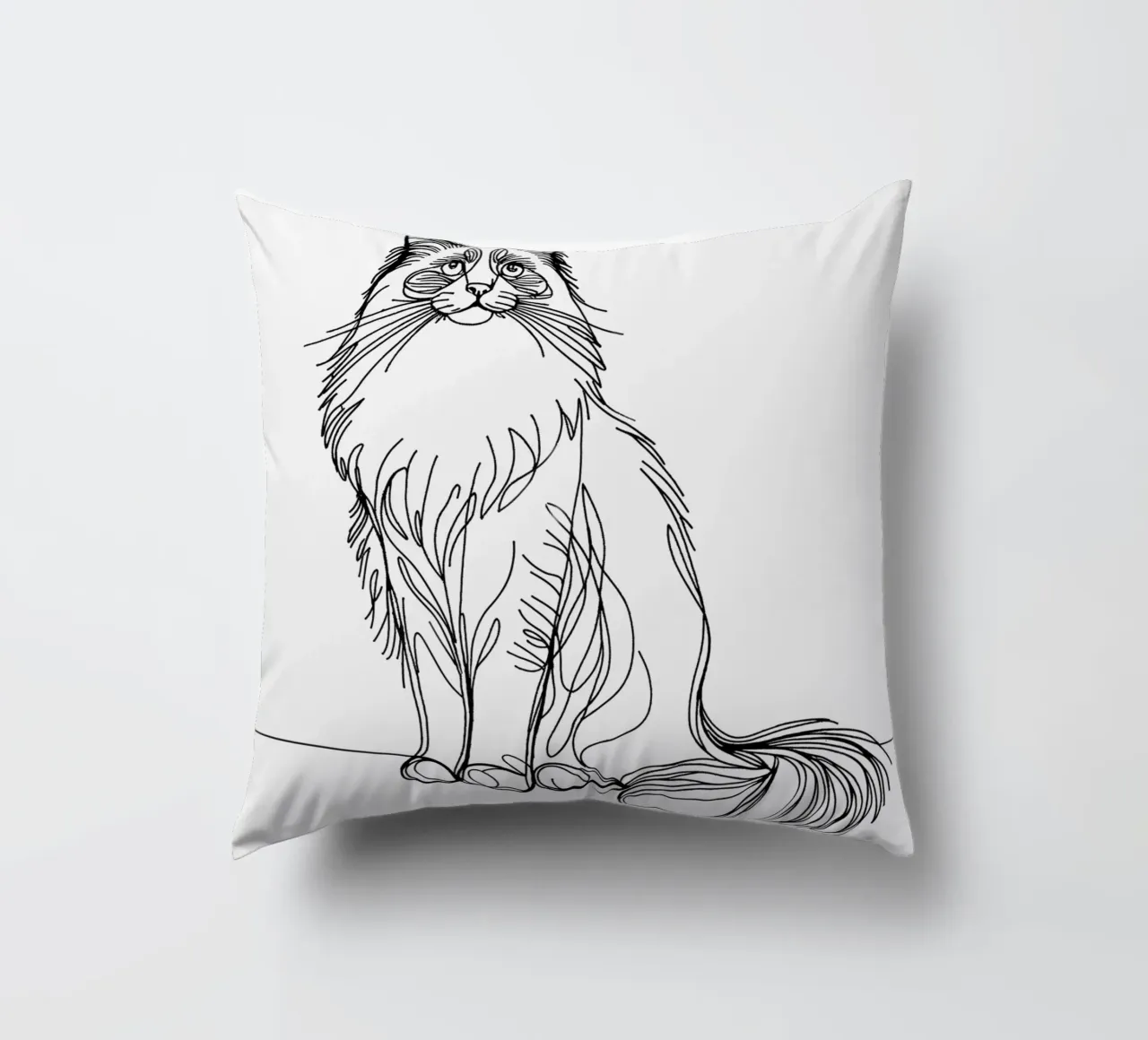Ragdoll Cat Line Art Drawing decorative cushion by WijdevenDesign