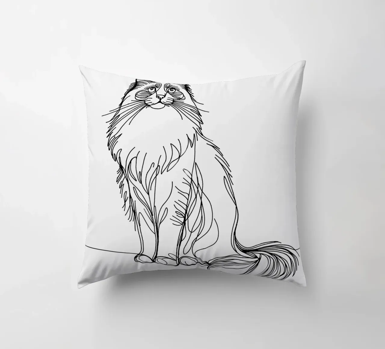 Ragdoll Cat Line Art Drawing decorative cushion by WijdevenDesign