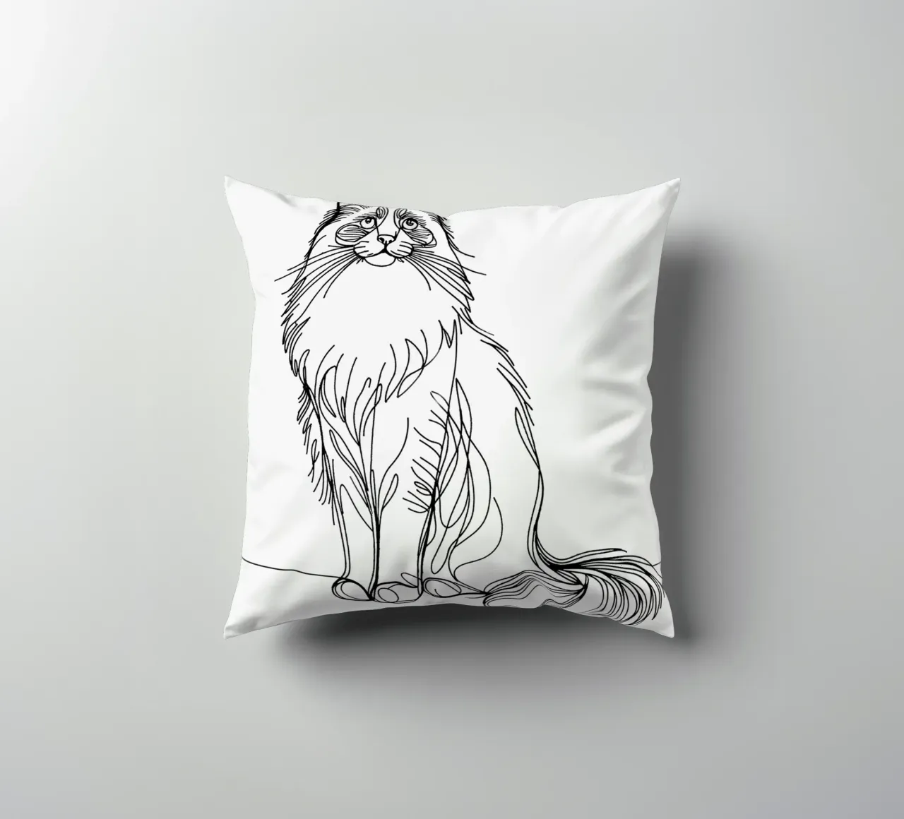 Ragdoll Cat Line Art Drawing decorative cushion by WijdevenDesign