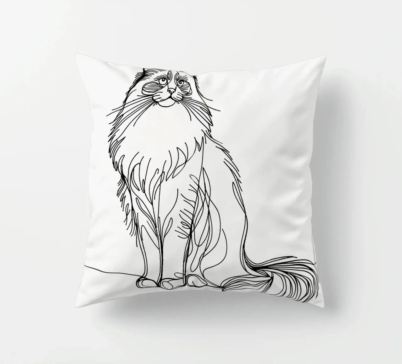 Ragdoll Cat Line Art Drawing decorative cushion by WijdevenDesign