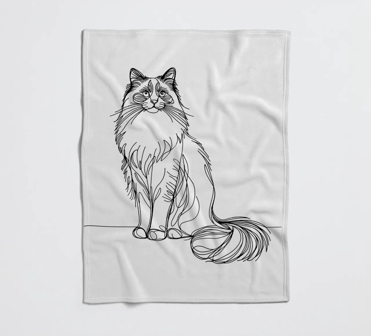 Ragdoll Katze Line Art Zeichnung Fleecedecke von WijdevenDesign