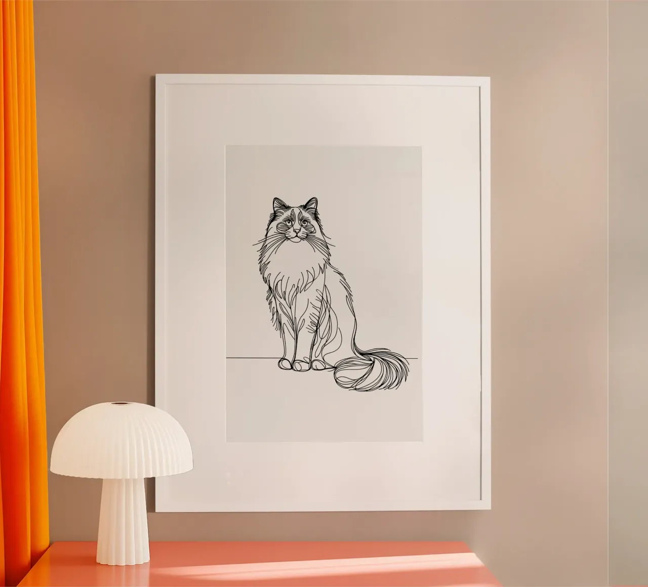 Ragdoll Cat Line Art Drawing hahnemühle by WijdevenDesign