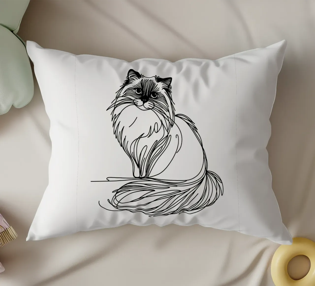 Ragdoll Cat Line Art Drawing decorative cushion by WijdevenDesign