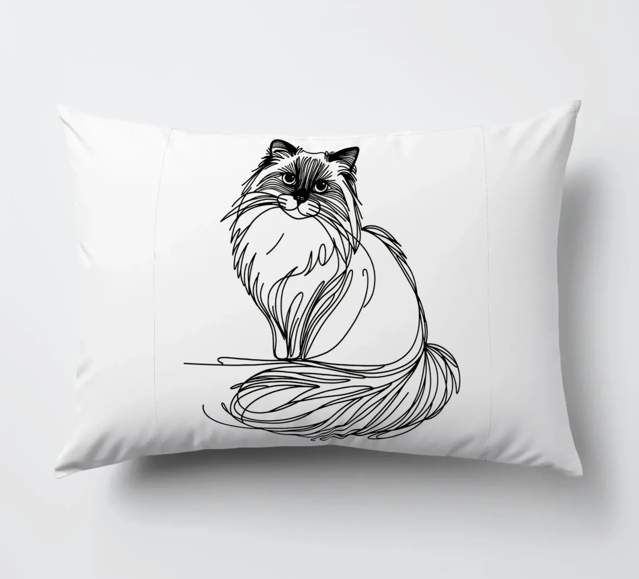 Ragdoll Cat Line Art Drawing decorative cushion by WijdevenDesign