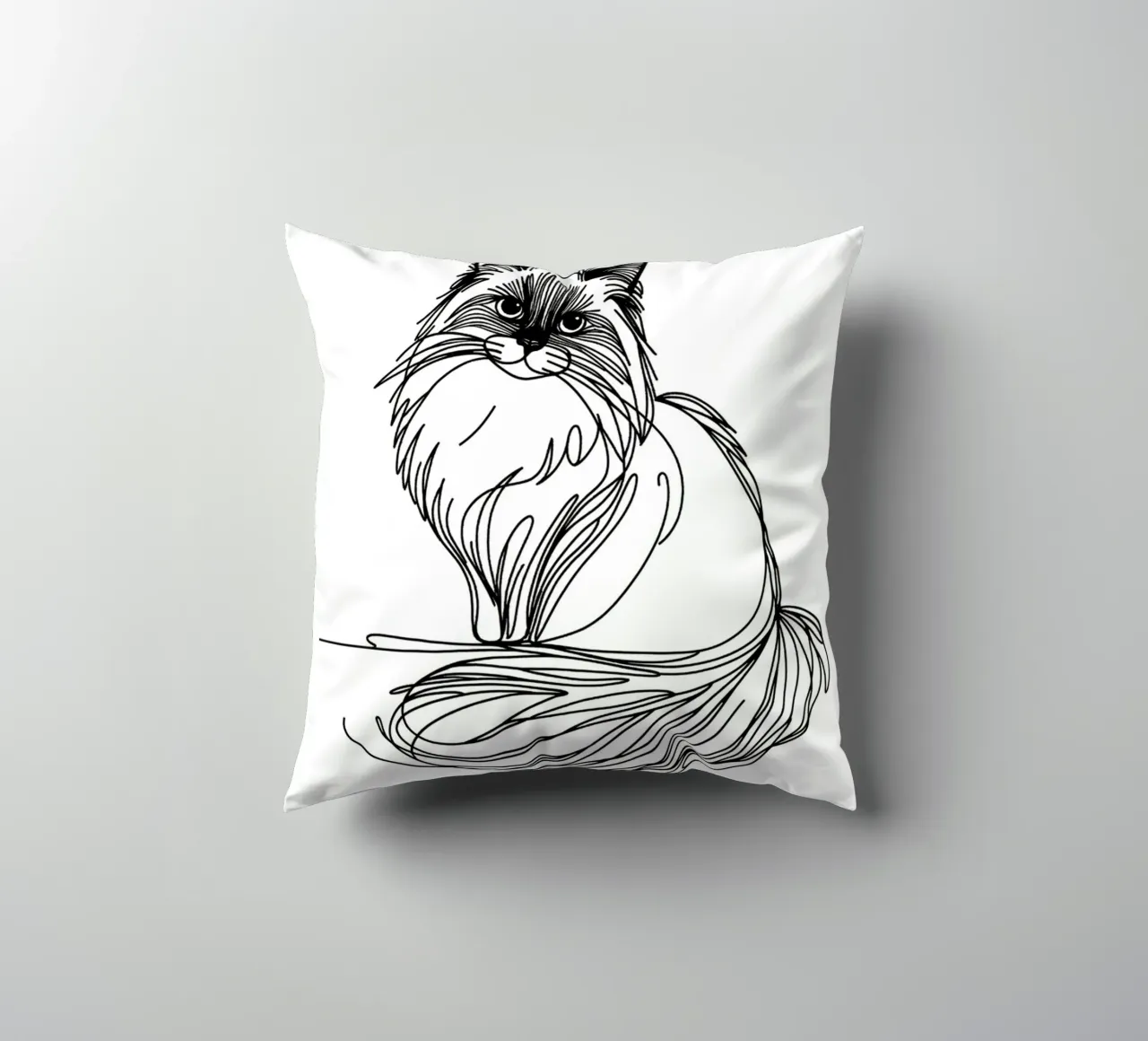 Ragdoll Cat Line Art Drawing decorative cushion by WijdevenDesign