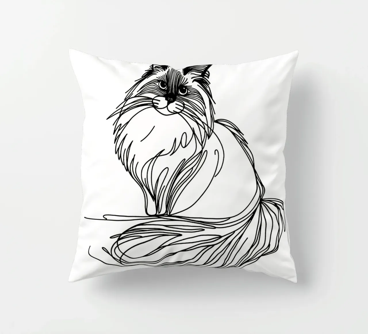 Ragdoll Cat Line Art Drawing decorative cushion by WijdevenDesign