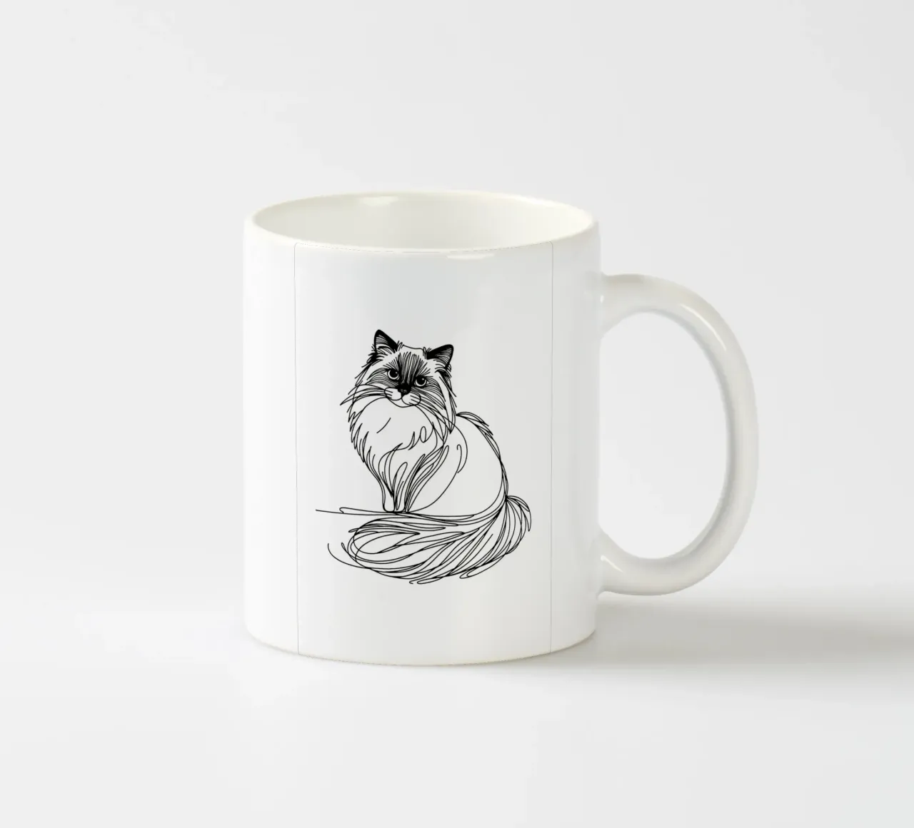 Ragdoll Cat Line Art Drawing ceramic mug by WijdevenDesign
