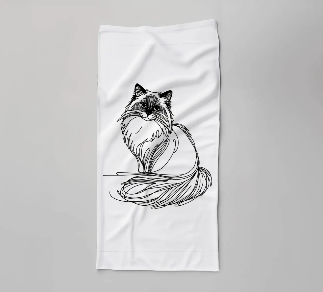 Ragdoll Cat Line Art Drawing towel by WijdevenDesign