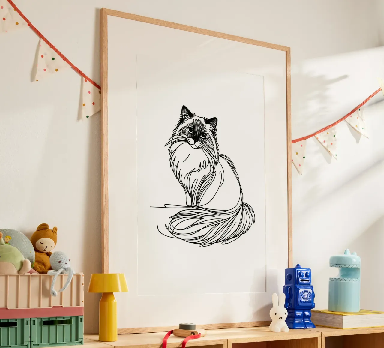 Ragdoll Cat Line Art Drawing hahnemühle by WijdevenDesign