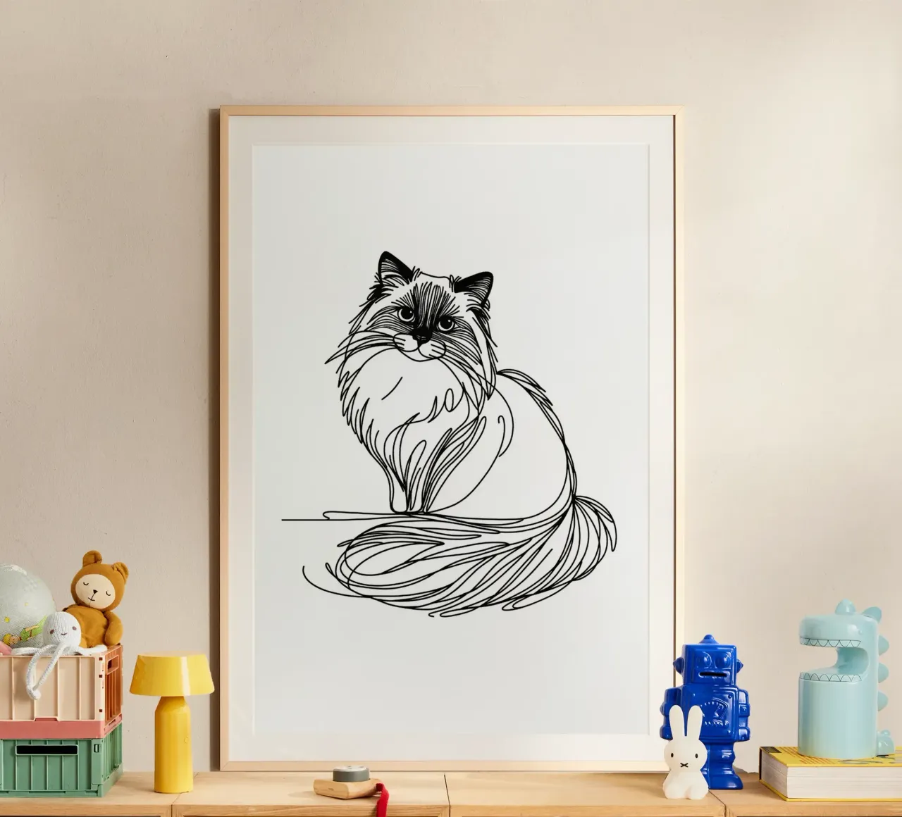 Ragdoll Cat Line Art Drawing hahnemühle by WijdevenDesign