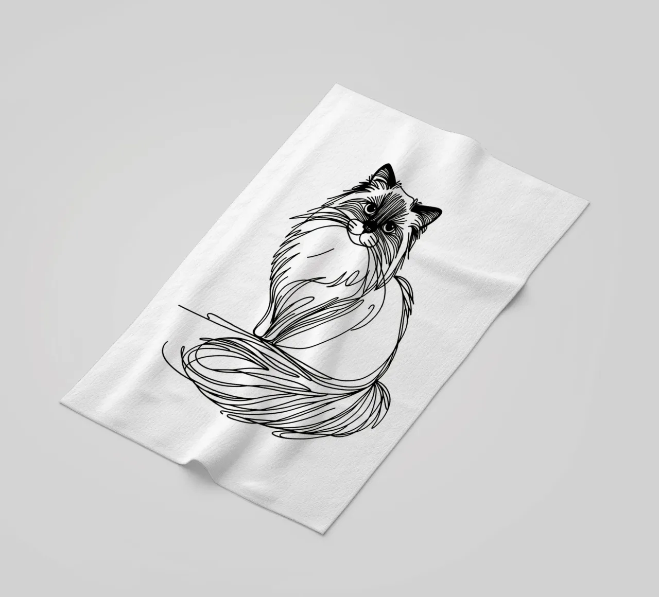 Ragdoll Cat Line Art Drawing beach towel by WijdevenDesign