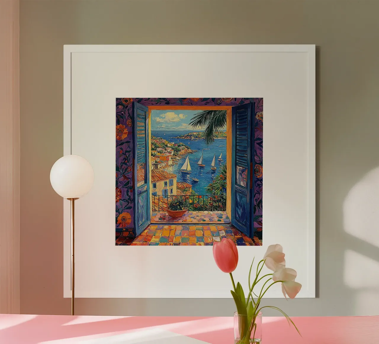 Matisse ha ispirato la "Bellezza nella brezza". poster con telaio in legno da Nikis Art Studio