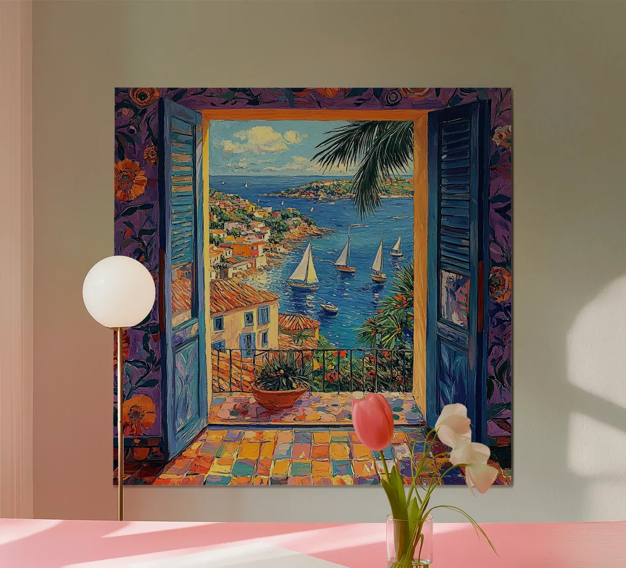Matisse ha ispirato la "Bellezza nella brezza". poster con telaio in legno da Nikis Art Studio