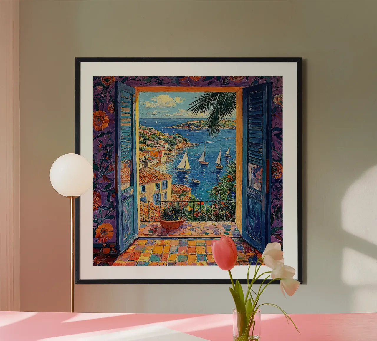 Matisse ha ispirato la "Bellezza nella brezza". poster con telaio in legno da Nikis Art Studio