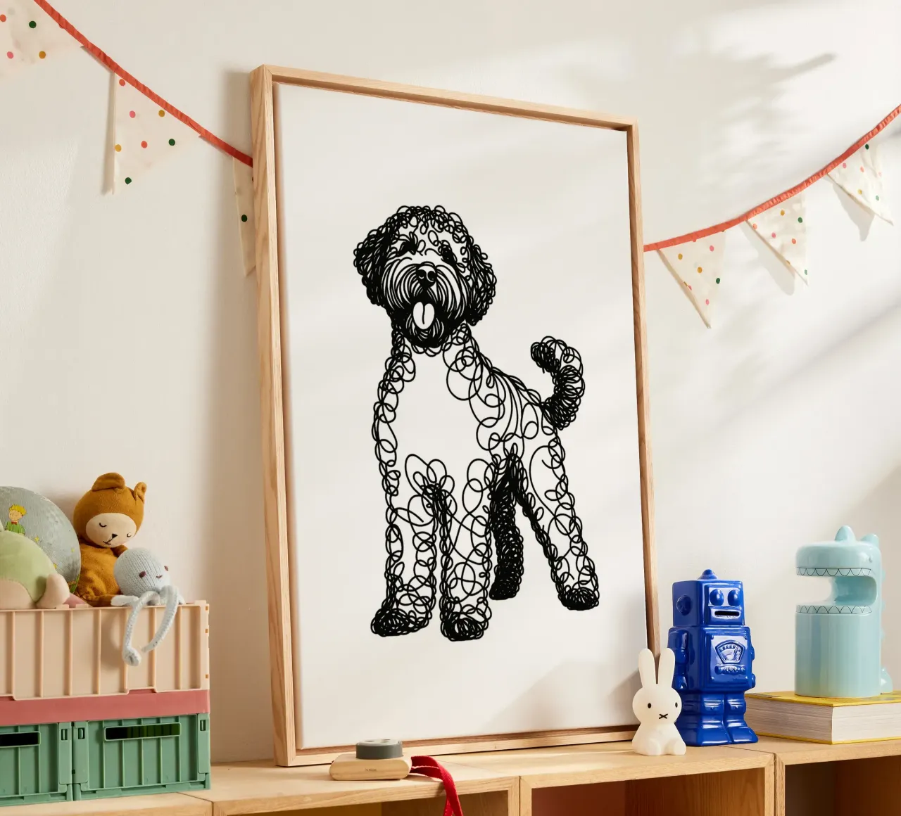 Chien d'eau portugais Dessin au trait toile avec Caisse américaine de WijdevenDesign