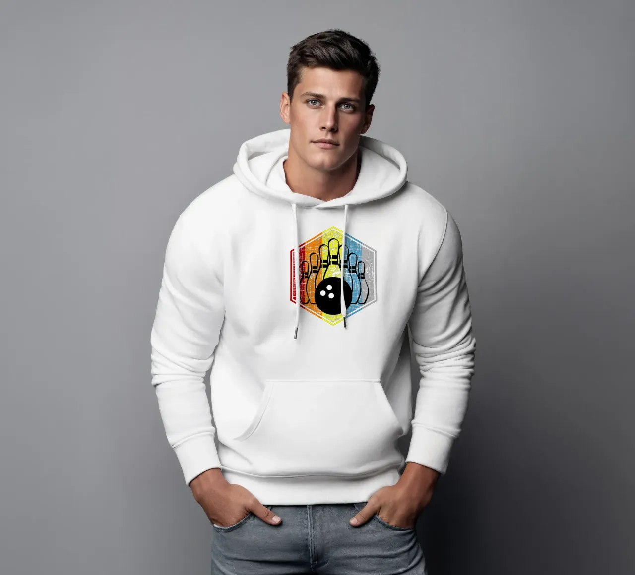 Bowling dal design retrò felpa con cappuccio da vickeyroads