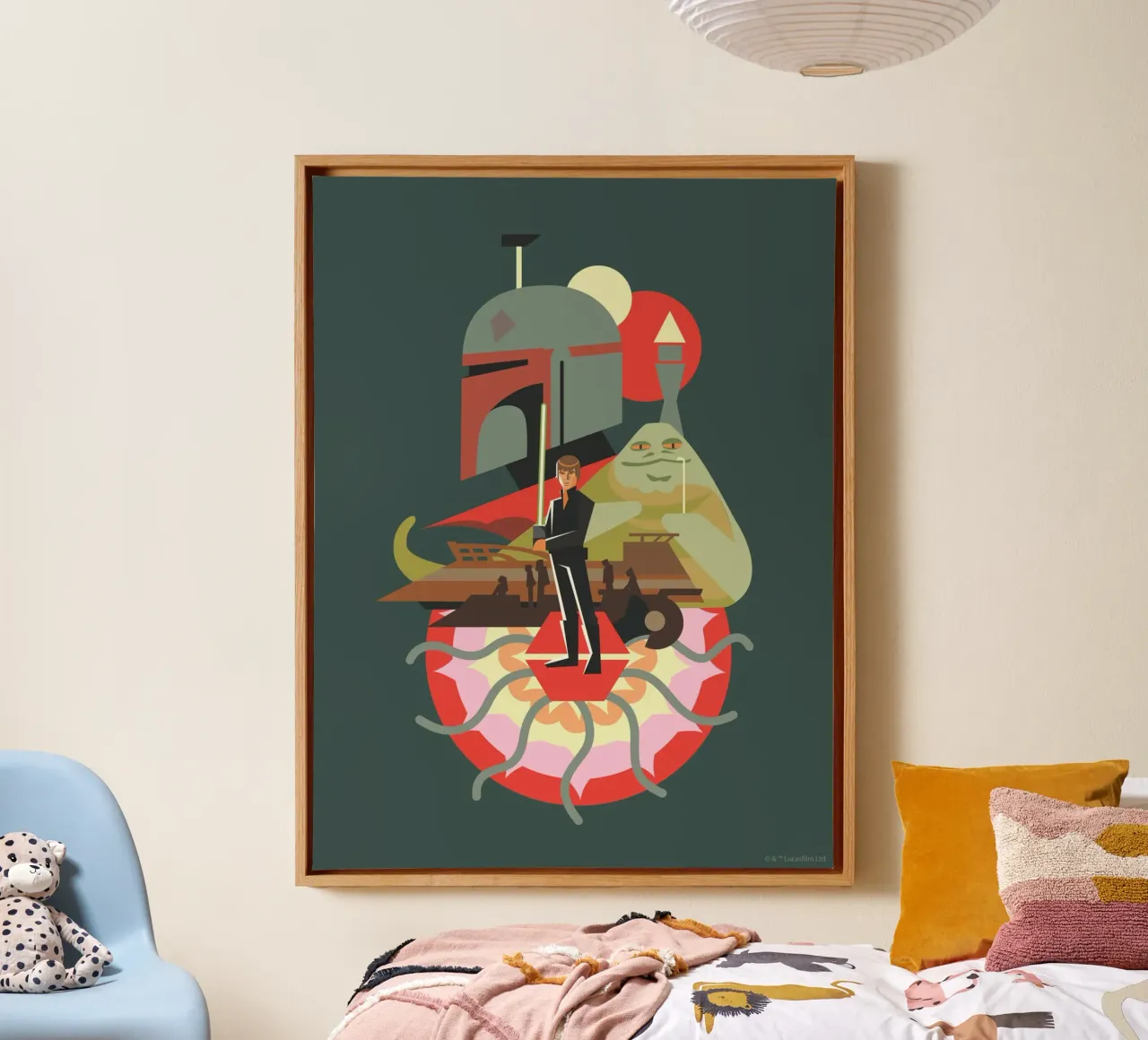 Jabbas Fall tela con Cornice a cassetta da Star Wars
