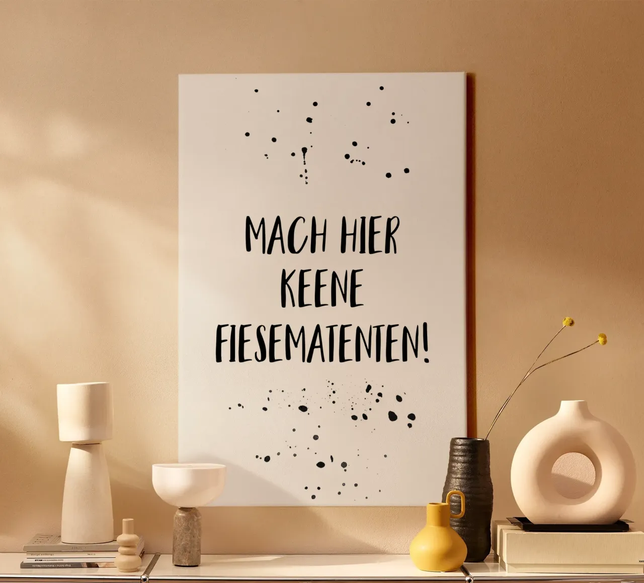 Berliner Schnauze MACH HIER KEENE FIESEMATENTEN tela con Cornice a cassetta da Melanie Viola