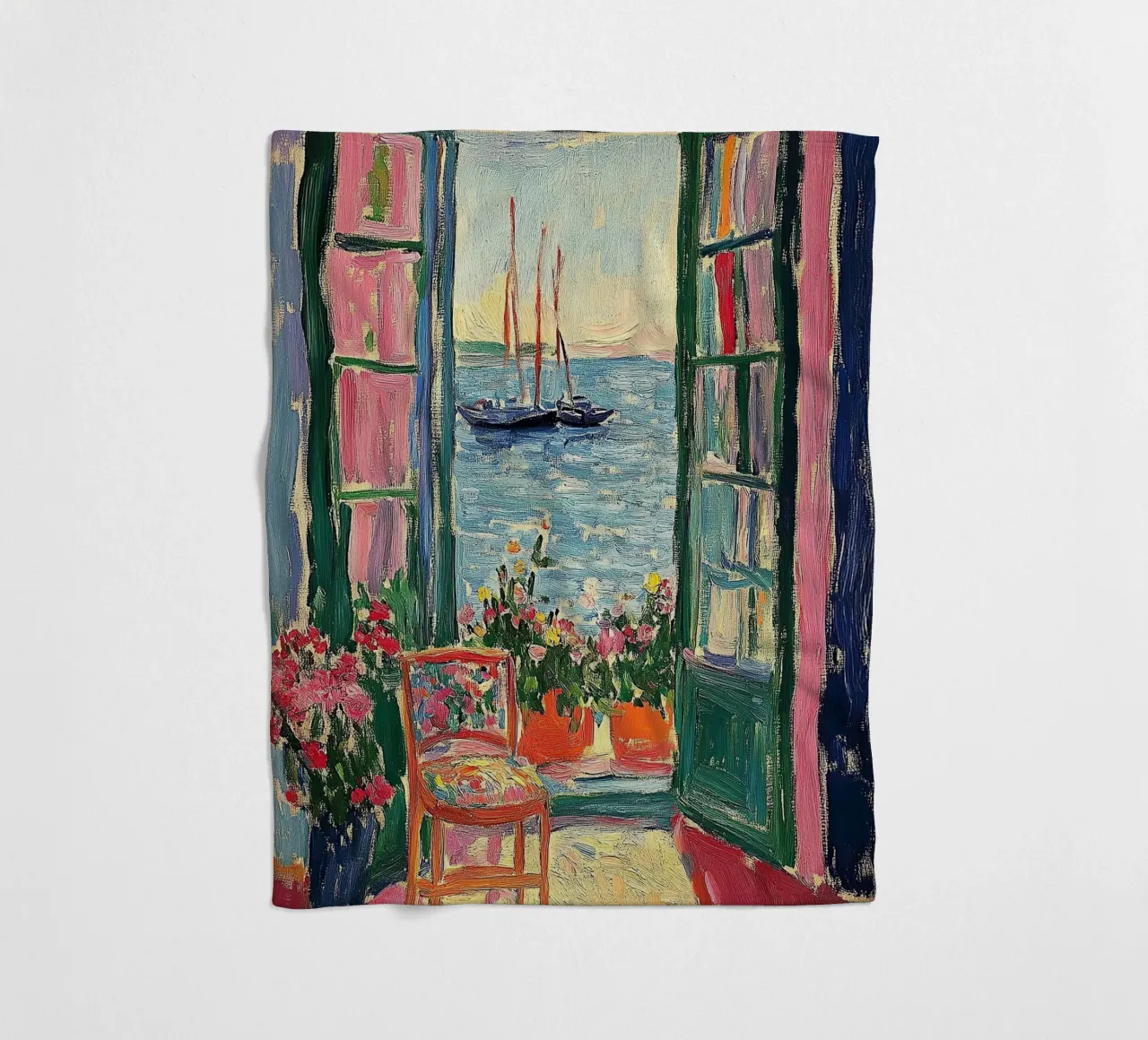 Matisse ispira la Finestra aperta "Un momento di colore". coperta in pile da Nikis Art Studio