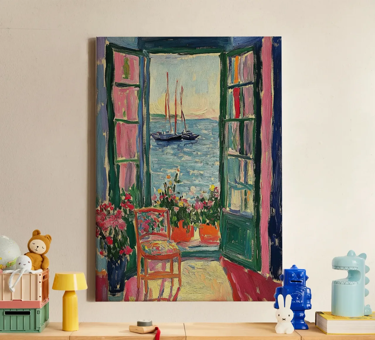 Matisse inspires Open Window "A Moment in Colour" canvas by Nikis Art Studio