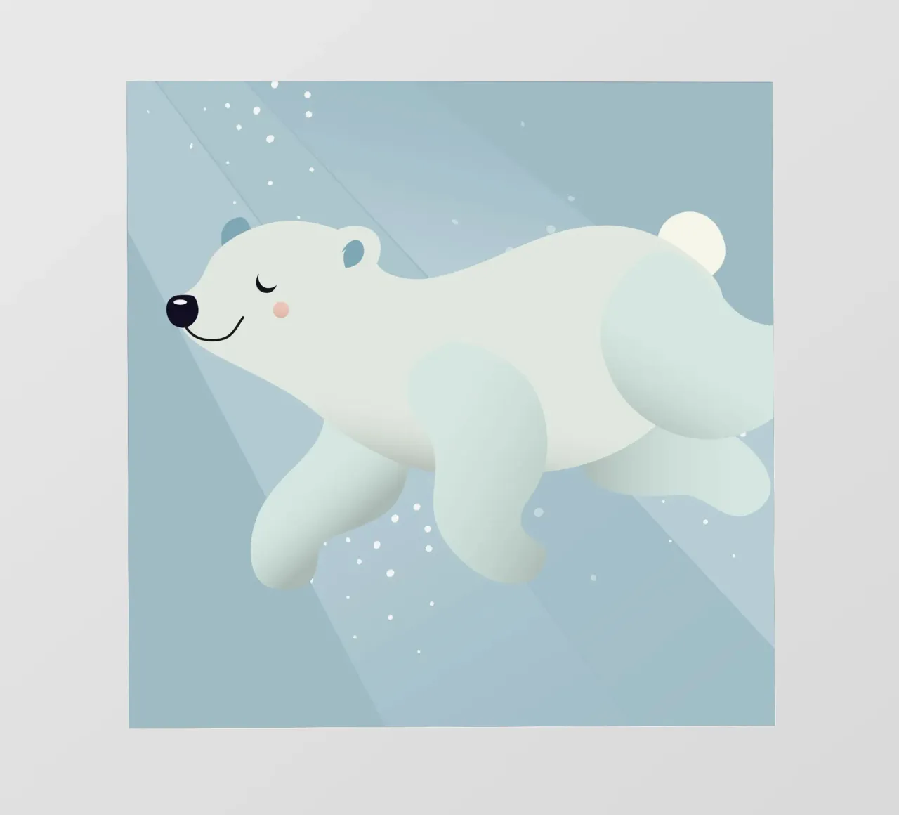 Design d'un ours polaire nageant dans des tons bleus doux bâche pvc de namosh