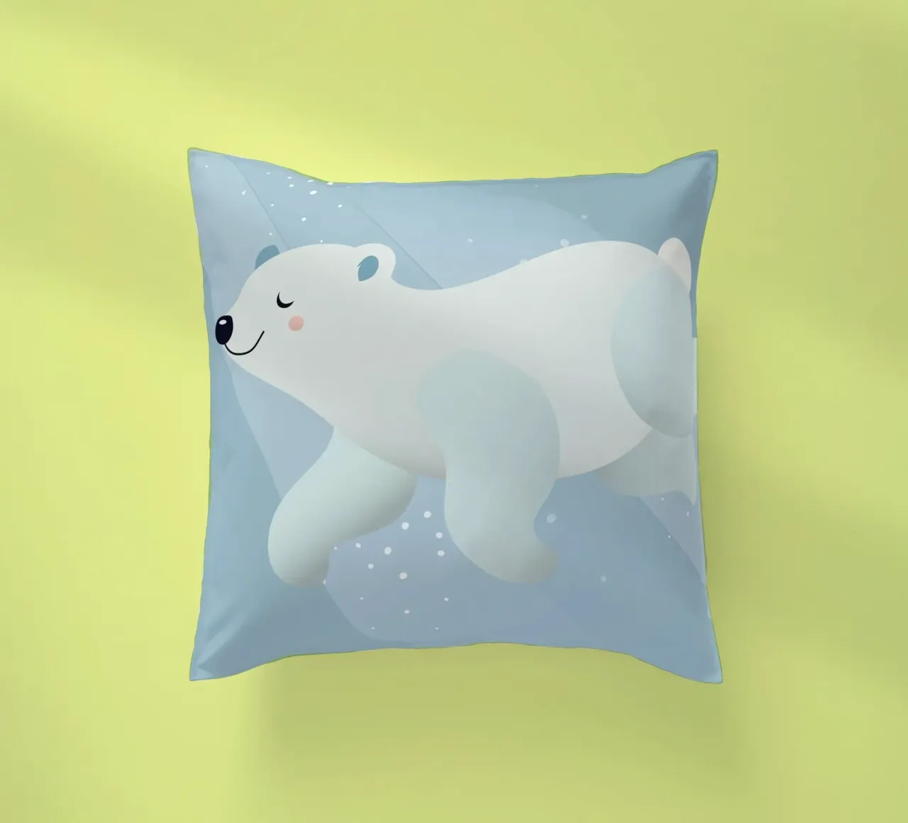 Design of a swimming polar bear in soft blue tones decorative cushion by namosh