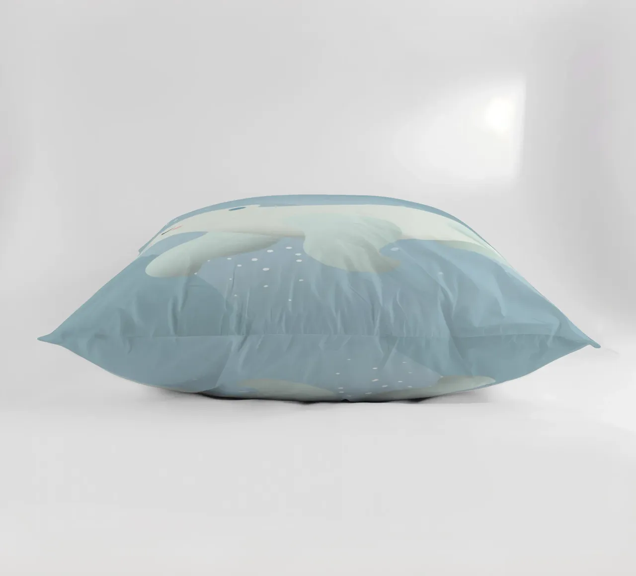 Design of a swimming polar bear in soft blue tones decorative cushion by namosh