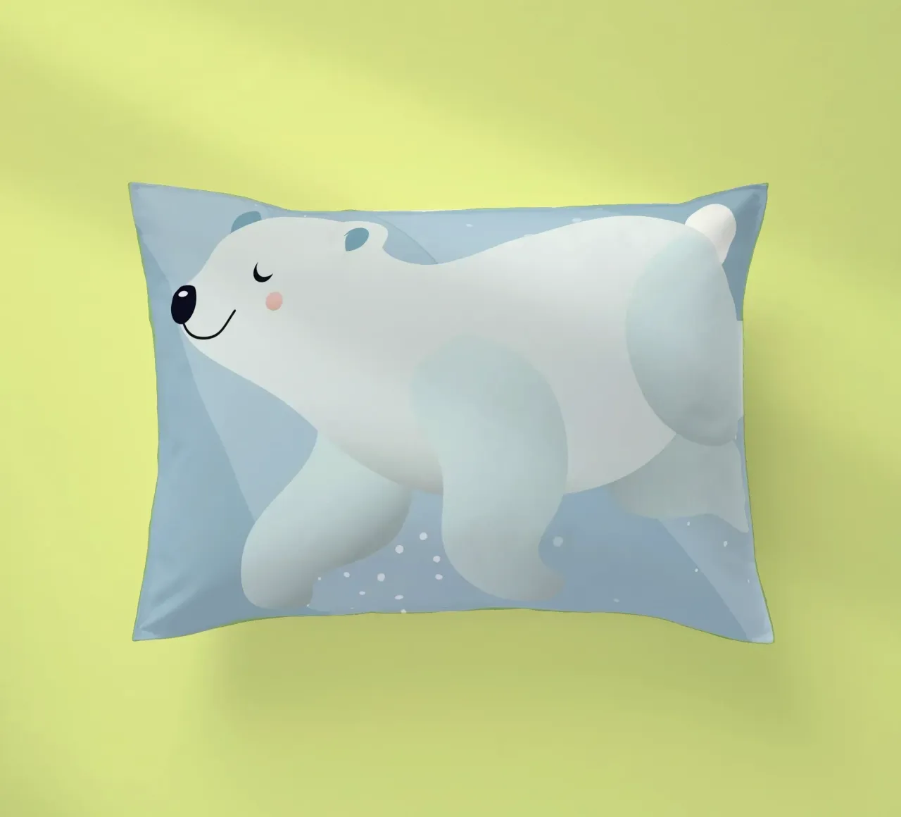 Design of a swimming polar bear in soft blue tones decorative cushion by namosh