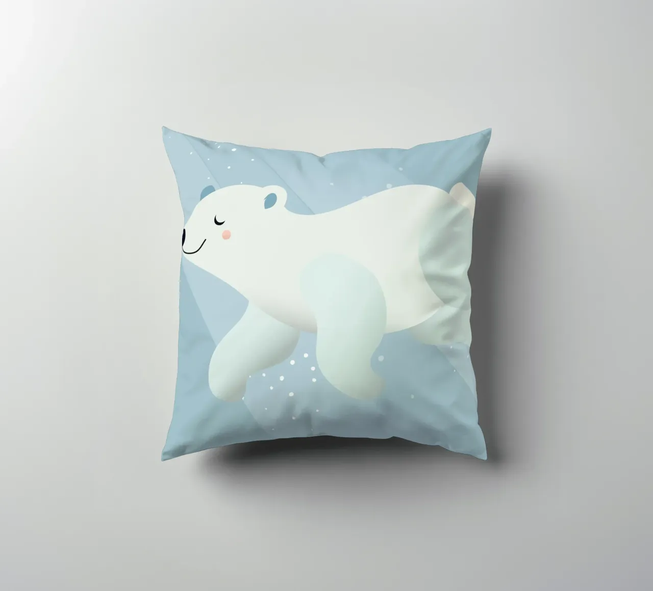 Design of a swimming polar bear in soft blue tones decorative cushion by namosh